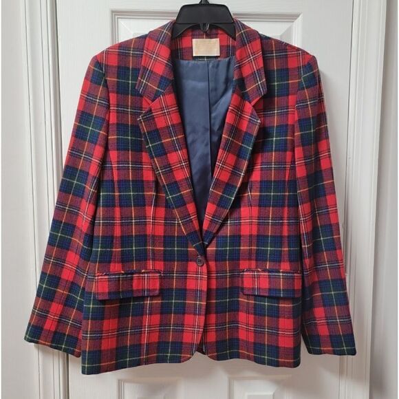 Vintage Pendleton Plaid Blazer 14 - Picture 1 of 9